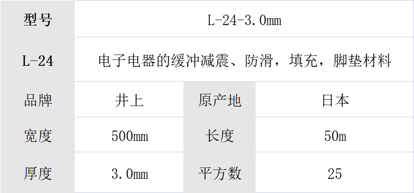 L-24厚度3mm井上聚氨酯泡棉